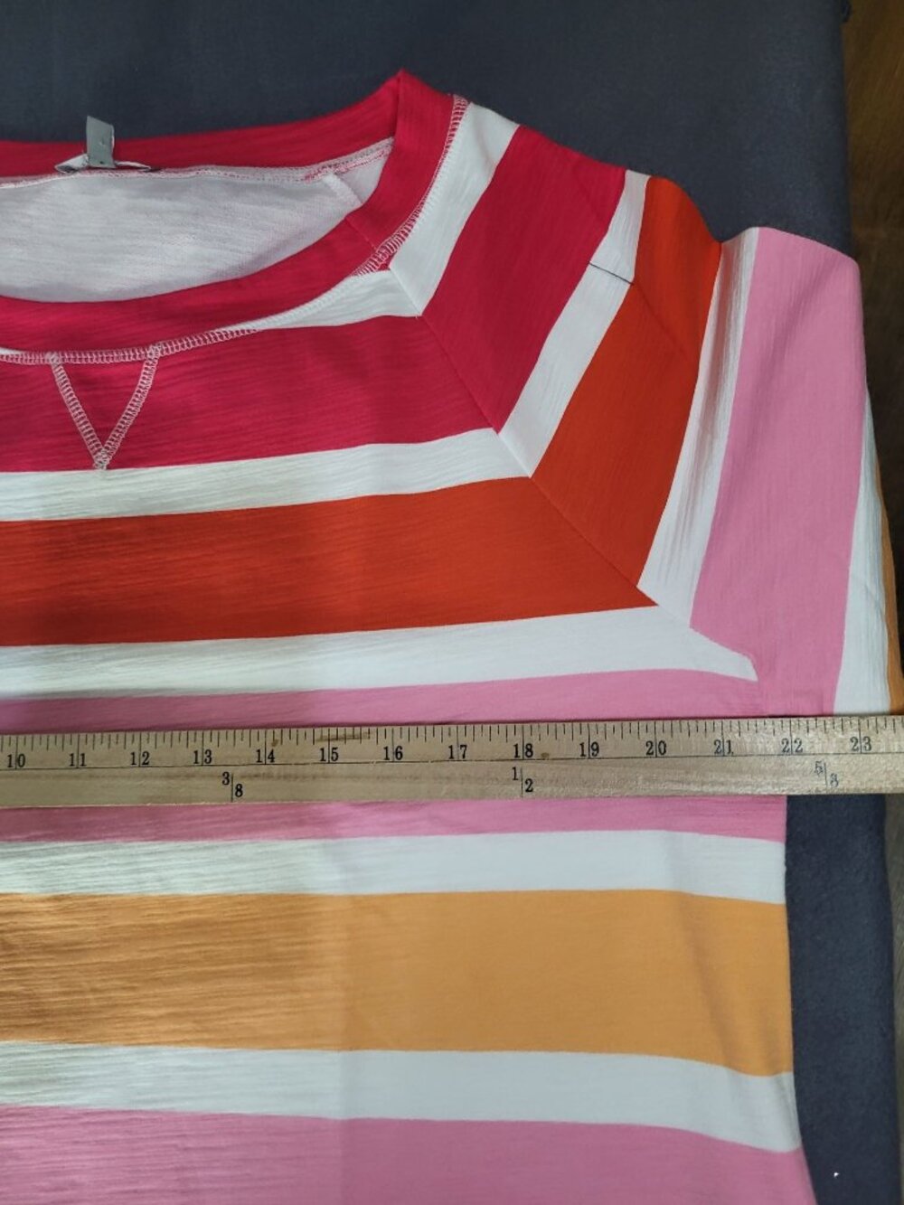 Talbots Women's XL UPF 50 Cozy Crush Pullover Zippy Stripe Pink Orange Beachy - Picture 4 of 6